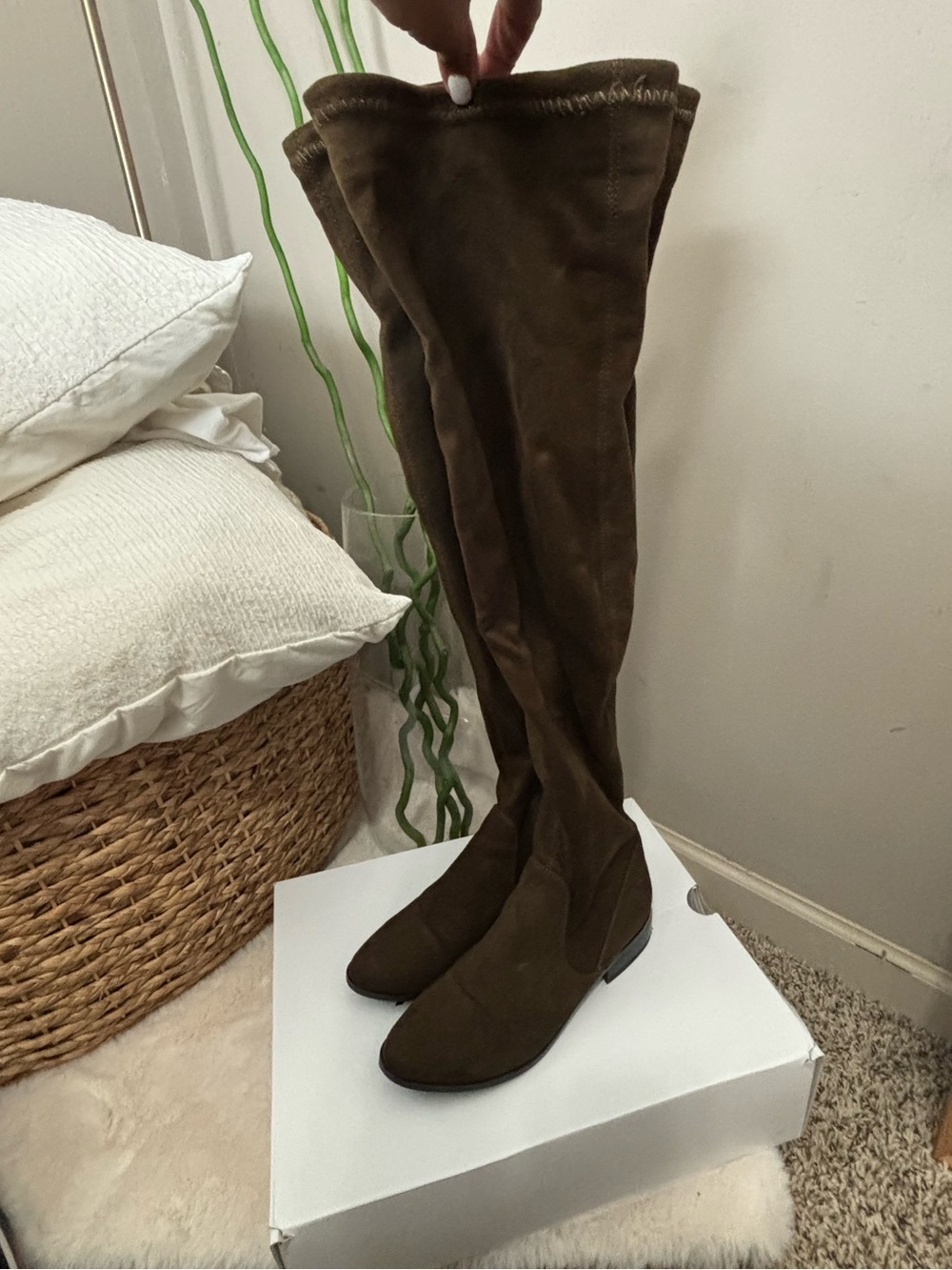 Aldo Olive Suede Over-the-Knee Flat Boots